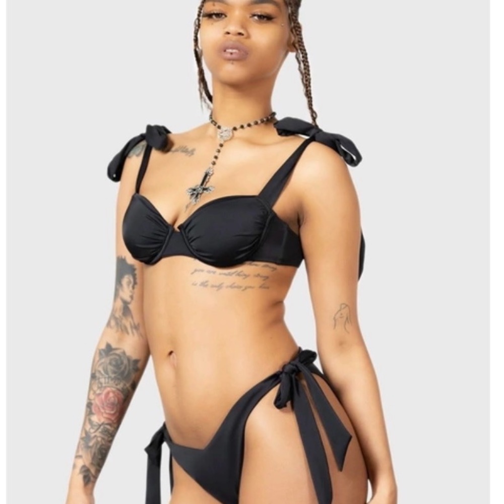 Killstar Elaina Black Tie-Shoulder Goth Bikini Set